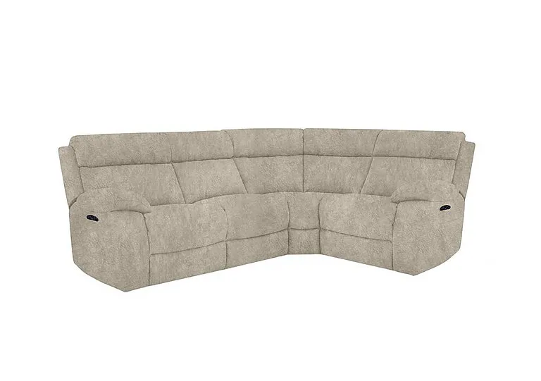 Moreno Small Fabric Power Recliner Right Hand Facing Corner Sofa with Power Headrests - Cream - Sofas and Armchairs - In Time for Christmas