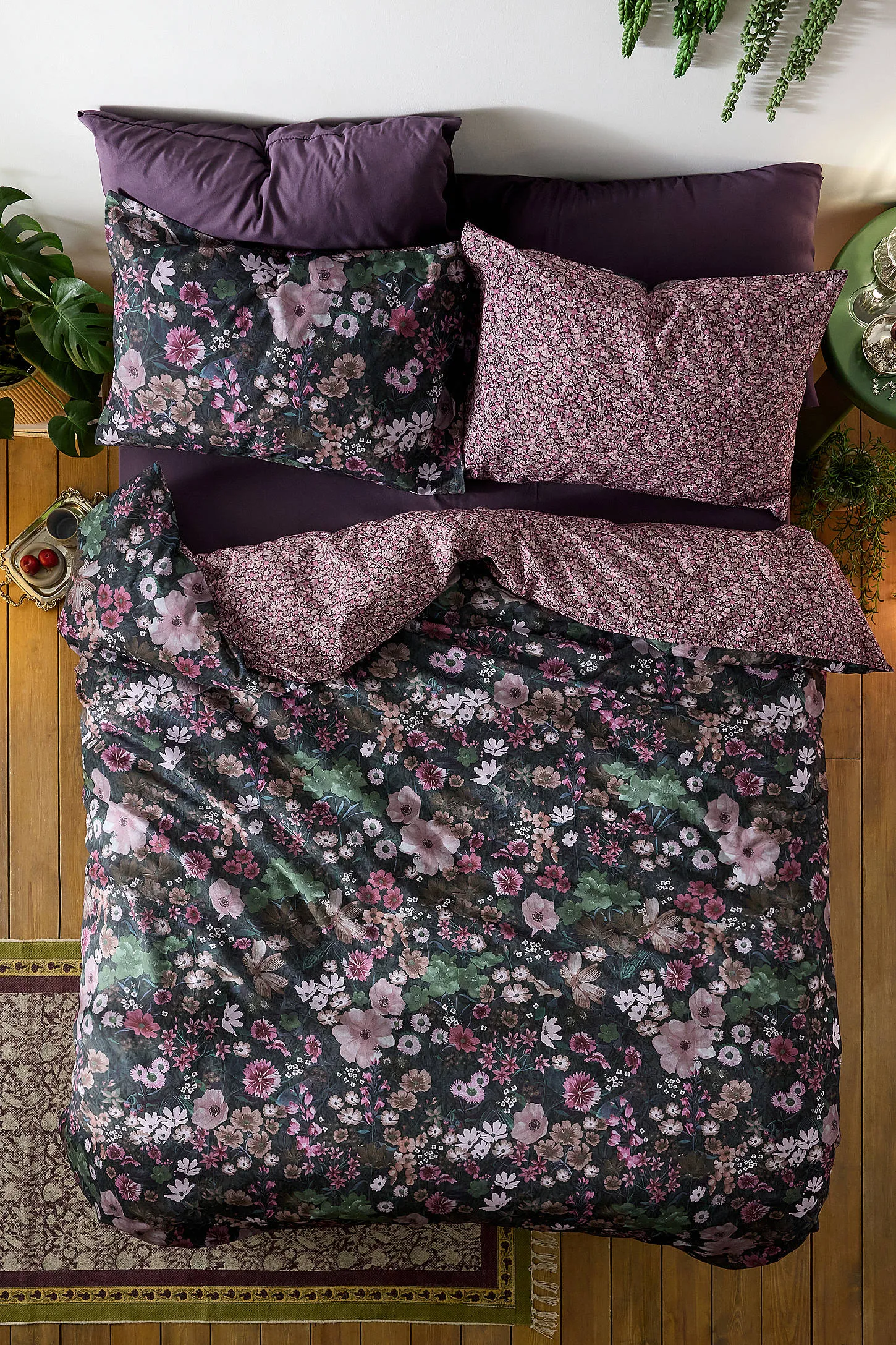 Purple Marti Floral Duvet Set - Purple Single