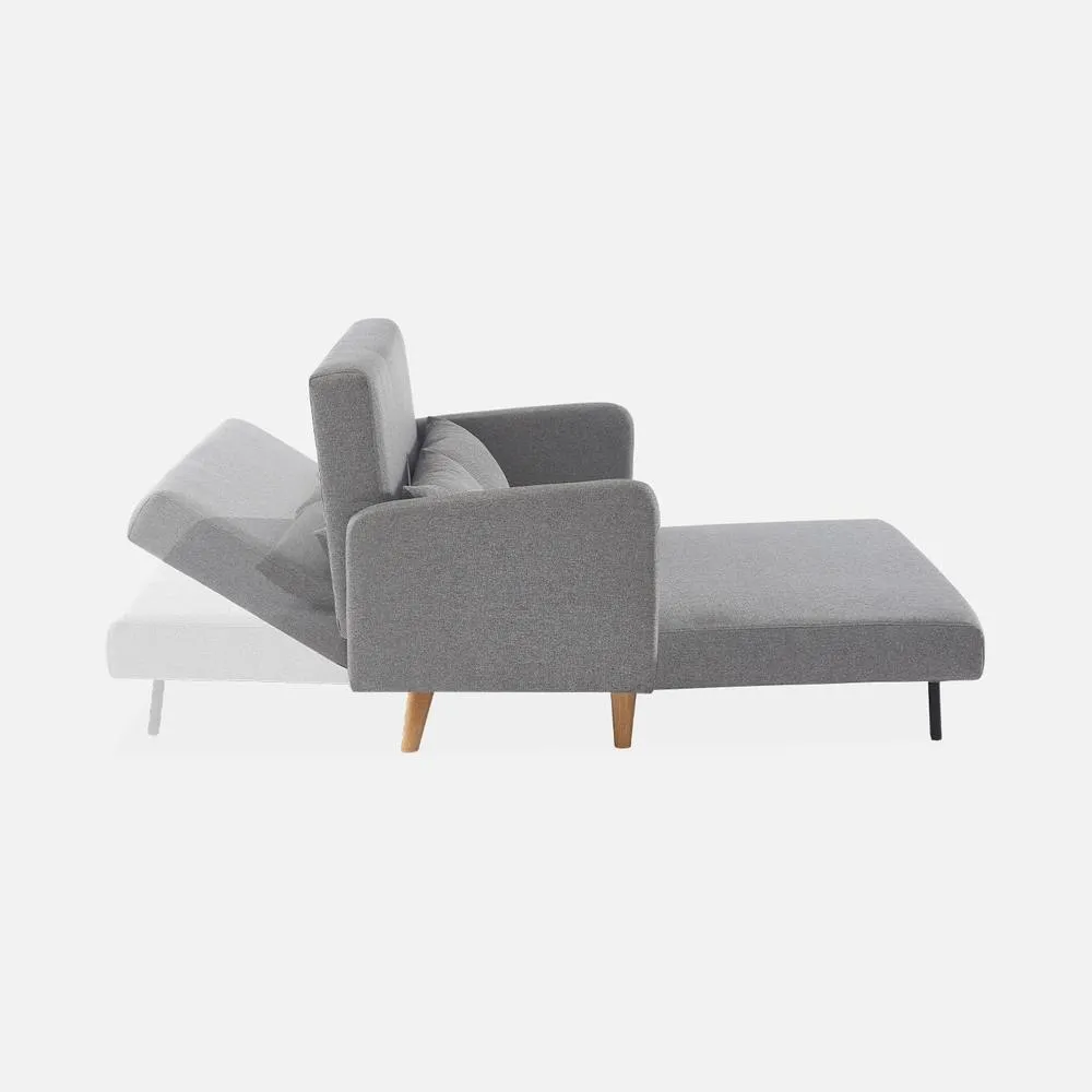 sweeek 2-seater Convertible Sofa Bed With Reclining Backrest in Light Grey 6