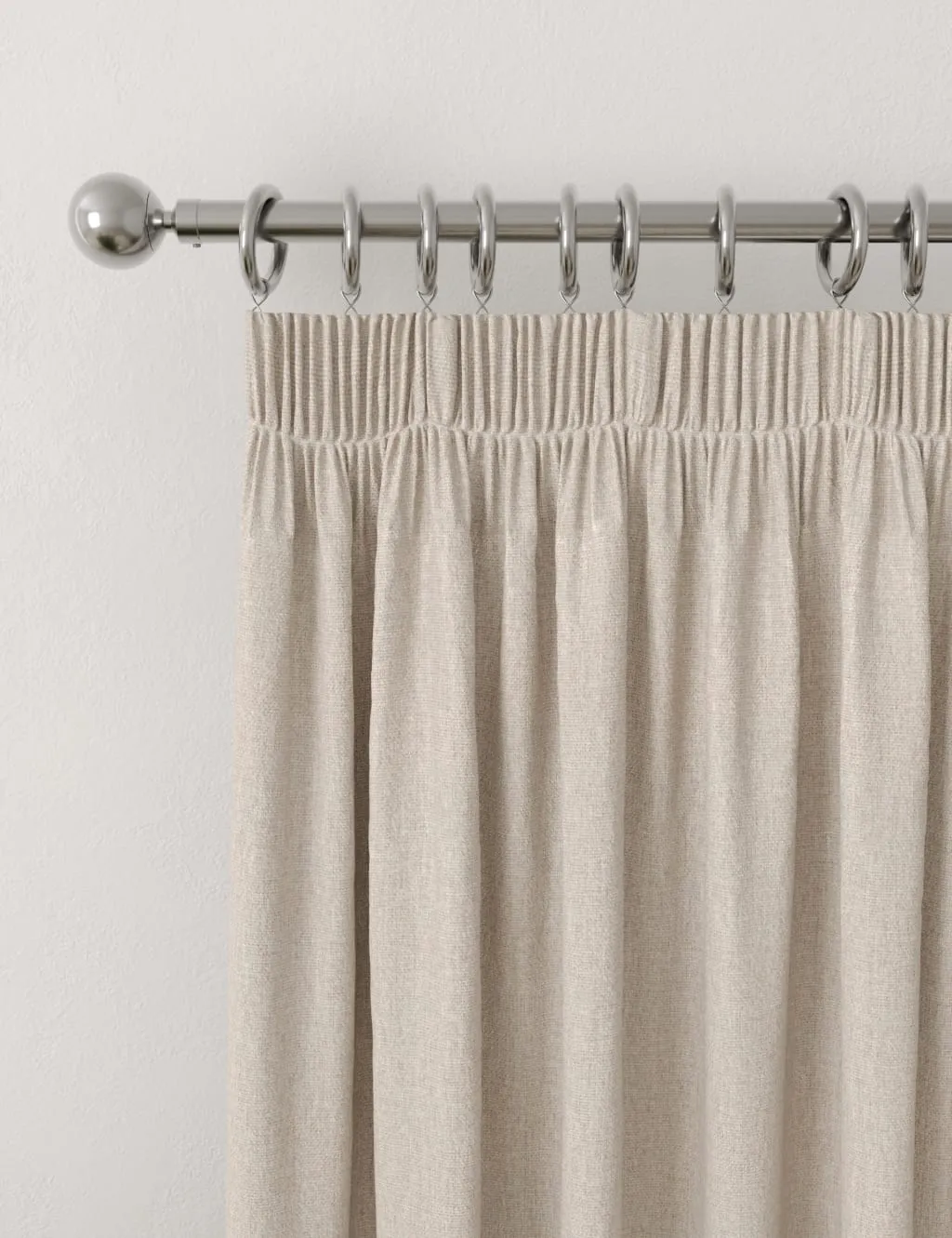 M&S Brushed Pencil Pleat Blackout Thermal Curtains Champagne