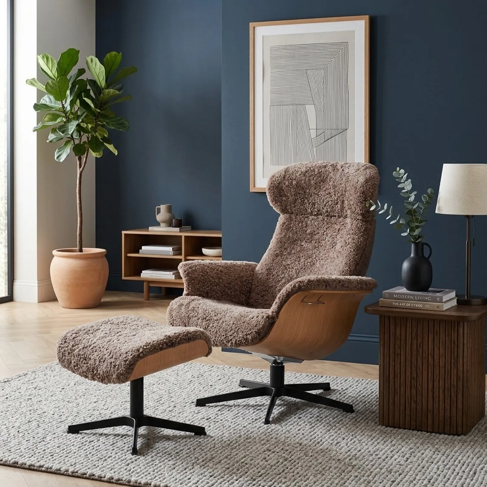Conform Timeout Swivel Armchair Sahara Sheepskin, Brown | Barker & Stonehouse 2