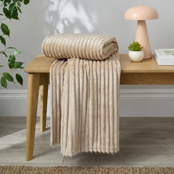 Ribbed Fleece Throw Blanket 200cm x 200cm 1