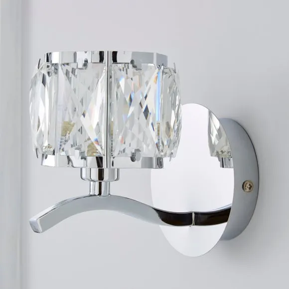 Set of 2 Kleio Glass Chrome Wall Light 3