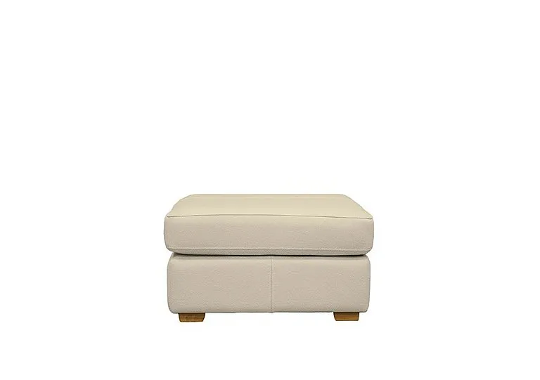 Seattle Leather Storage Footstool with Wooden Feet - Cambridge Stone Ok