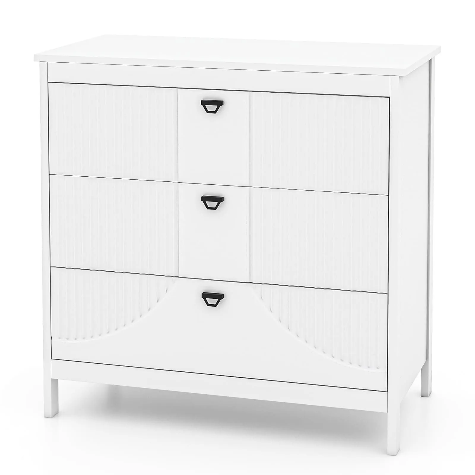Costway 3-Drawer Dresser Modern Style Chest of Drawers in White