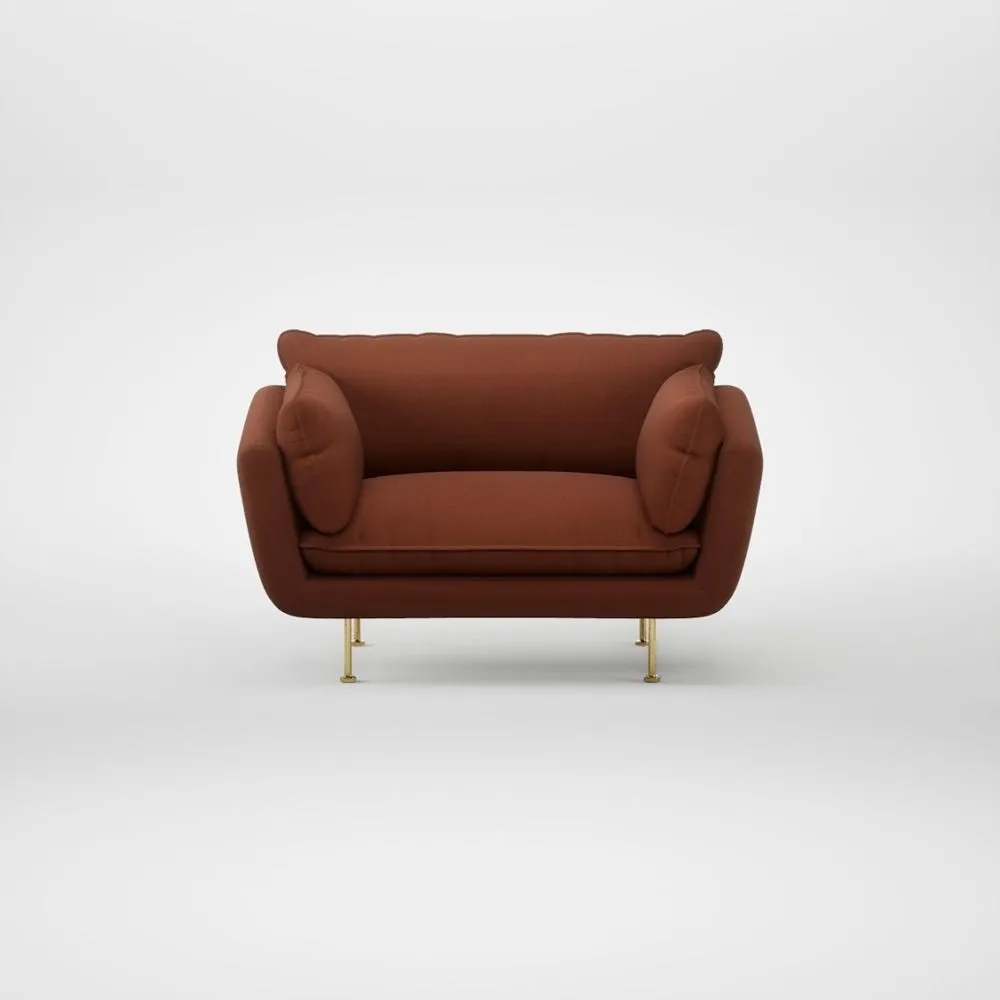 Heal's Allora Loveseat Smart Cotton Linen Rust Brass Feet 1
