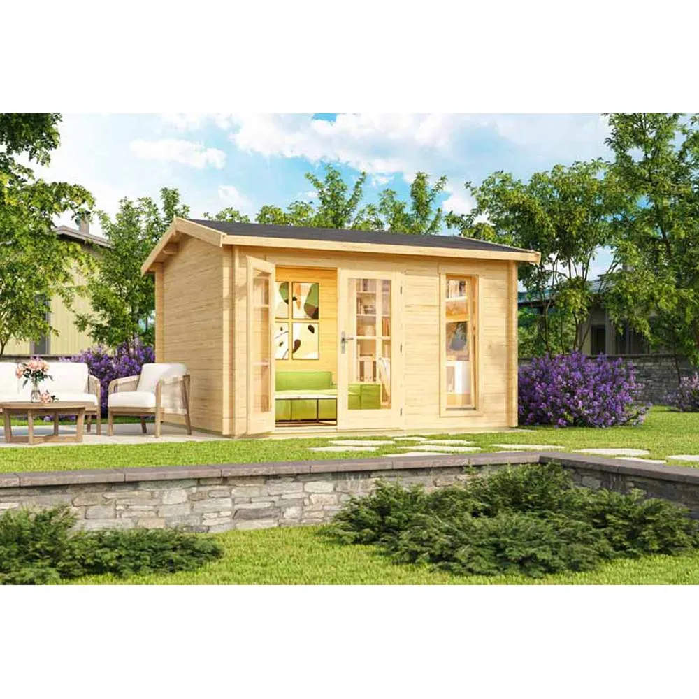 Lasita Maja Ltd Carlisle-Log Cabin, Garden Room, Home Office - L390xW350.8xH245.1 cm in Light Brown