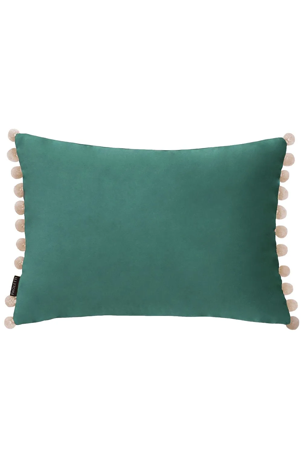 Paoletti Fiesta Soft Velvet Pom Pom Trimmed Cushion in Teal