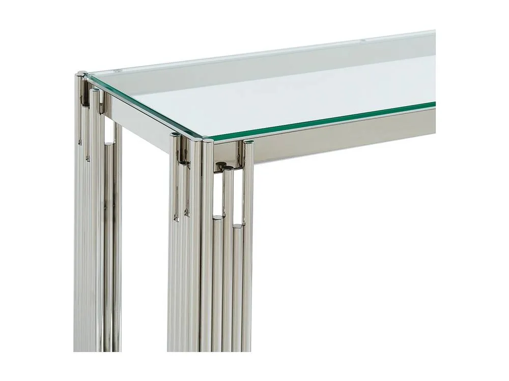 Vente-unique 1-Shelf Side Table - Tempered Glass & Stainless Steel - Chrome in Silver 6