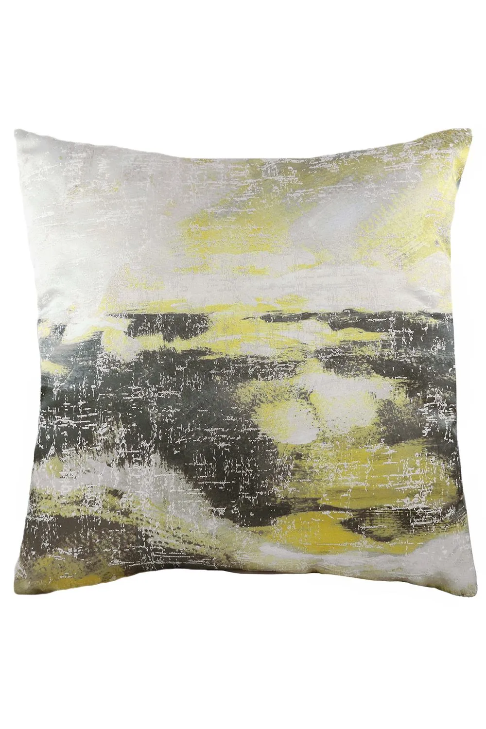 Evans Lichfield Landscape Abstract Hand-Painted Printed Cushion in Grey