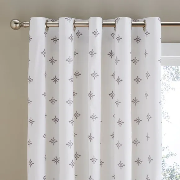 Zarah Motif 100% Cotton Eyelet Blackout Curtains 1