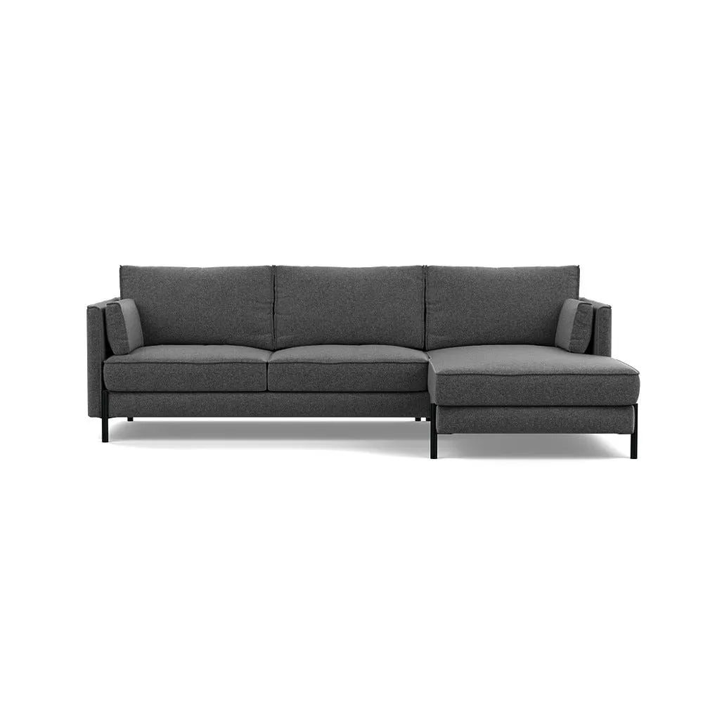 Heal's Tortona Right Hand Facing 4 Seater Corner Chaise Melton Wool Granite Black Feet 1
