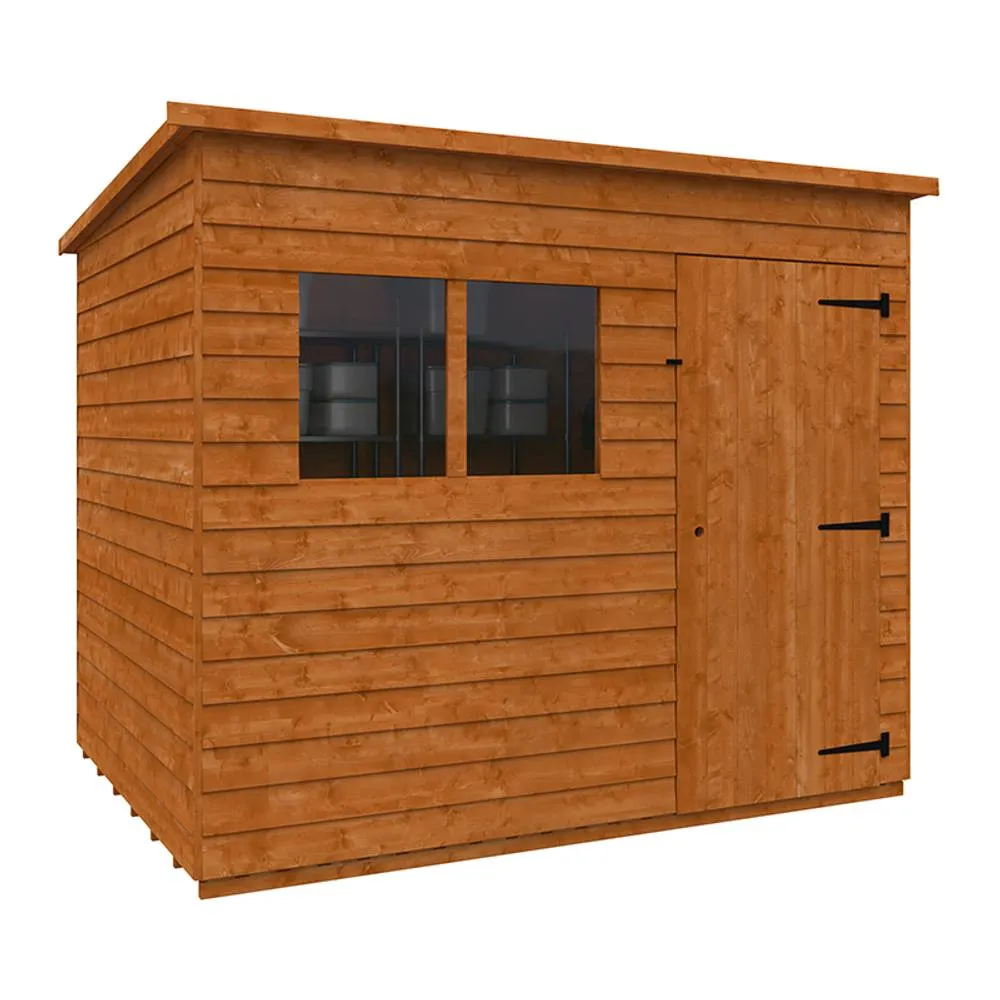 Buttercup Farm 8 x 6 Feet Budget Pent 9mm Shed - Solid Wood/Softwood/Pine in Burnt Orange