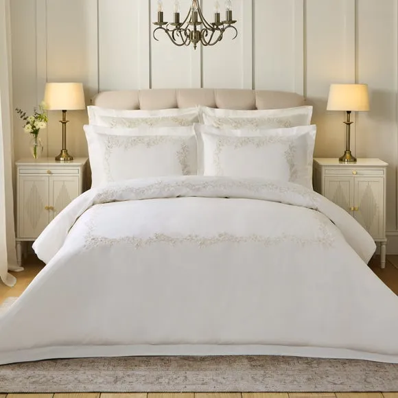 Dorma Camerelle Embroidery 100% Cotton Sateen Duvet Cover & Pillowcase Set 1