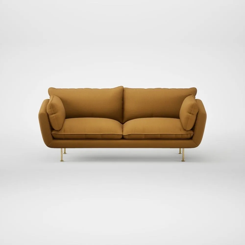 Heal's Allora 3 Seater Sofa Smart Cotton Linen Sahara Brass Feet
