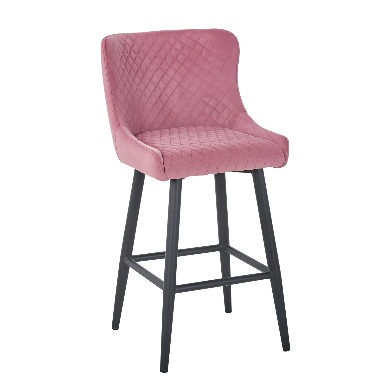 Montreal Pink Velvet Bar Stool Pink