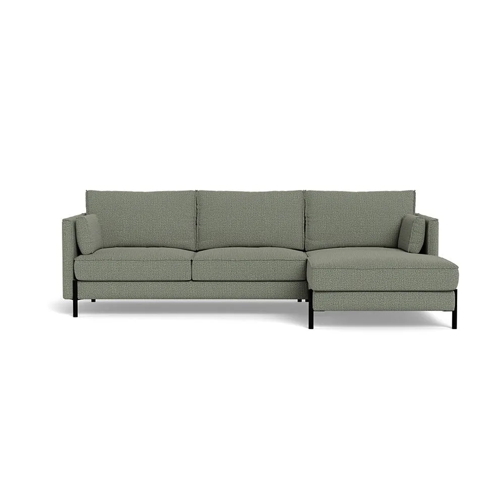 Heal's Tortona Right Hand Facing 4 Seater Corner Chaise Boucle Tweed Lapis Black Feet 1