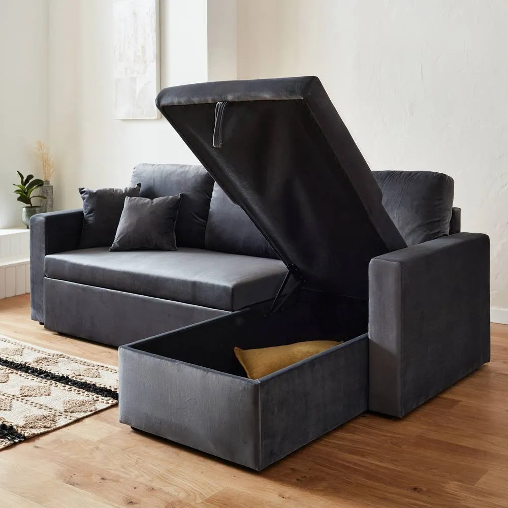 sweeek 3-seater Reversible Corner Sofa Bed With Storage in Dark Grey 6