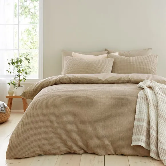 Ashton Waffle 100% Cotton Duvet Cover & Pillowcase Set 6