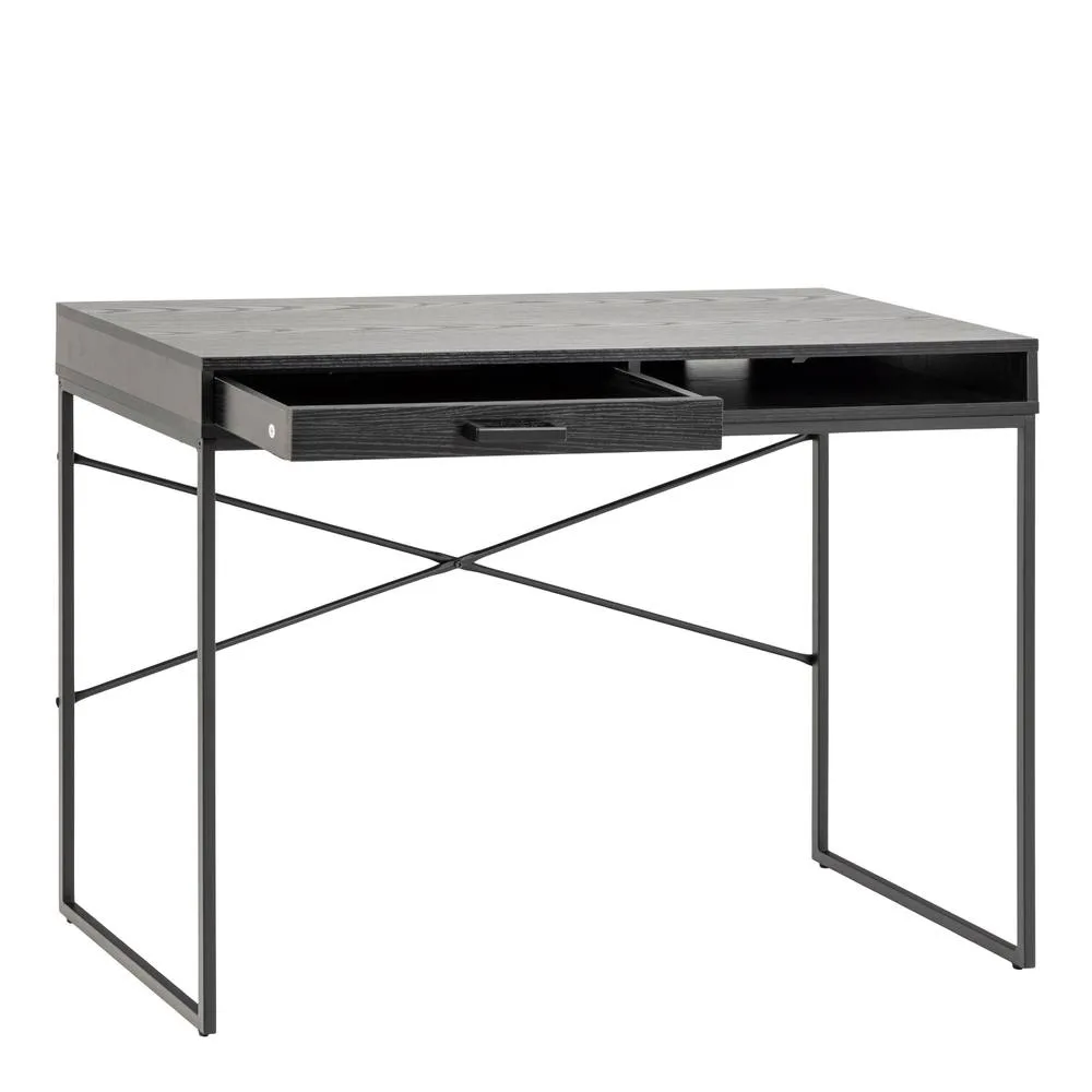 Furniture To Go Seaford 1 Drawer Office Desk in Ash Black 4