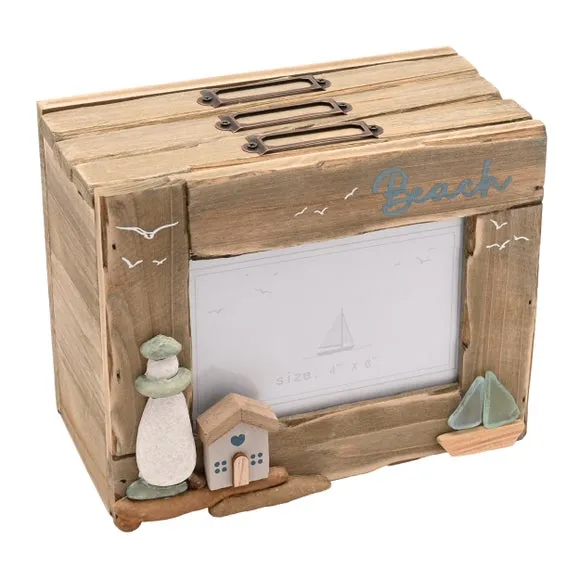 Love Life By The Sea Driftwood & Sea Glass Photo Box 6