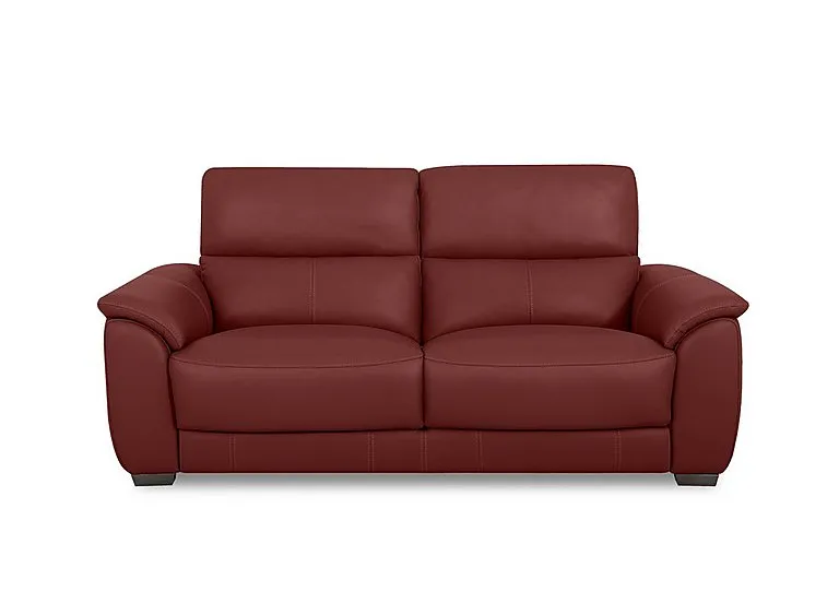 Saffron Large Leather 3 Seater Sofa - BV Deep Red