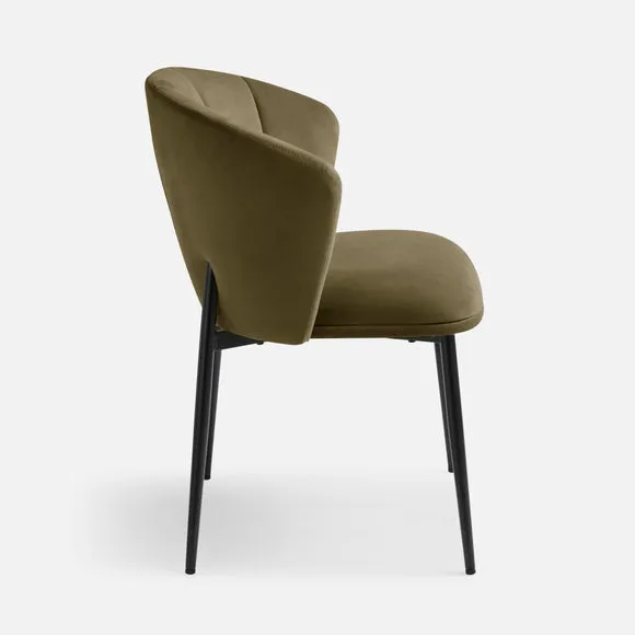 Kiley Dining Chair with Black Legs, Velvet 6