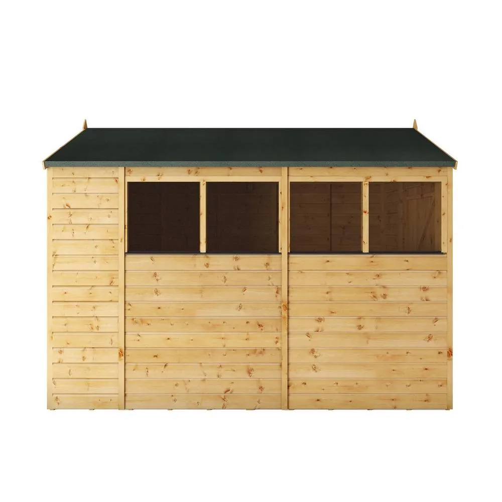 Mercia 10 x 6 Feet Shiplap Apex Shed - L296.6 x W190.5 x H222.2 cm - Brown in Natural 5