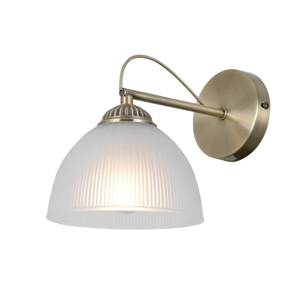 Netlighting Moreti Wall Lamp Antique Brass with White Glass Shade in Gold 2