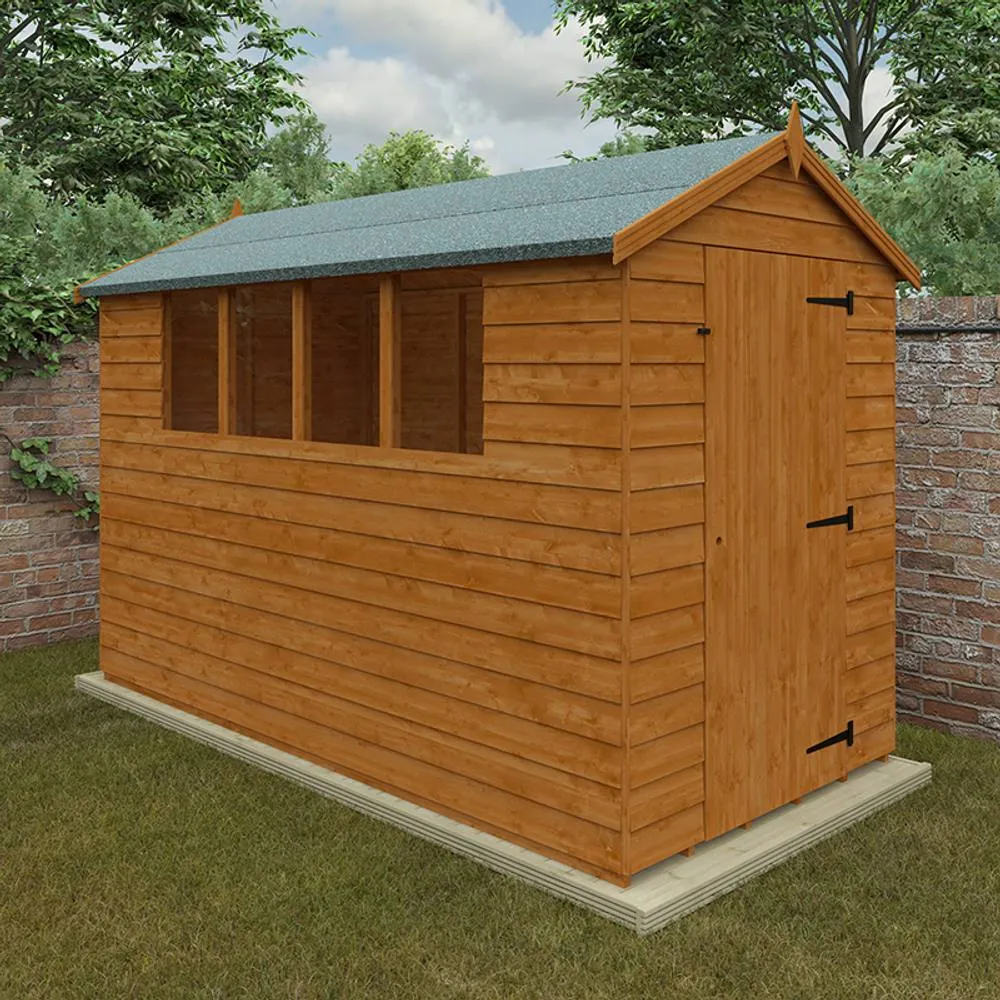 Buttercup Farm 10 x 5 Feet Budget Apex 9mm Shed - Solid Wood/Softwood/Pine in Burnt Orange 2