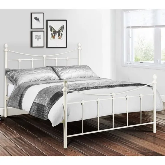 Rebecca Metal Single Bed In Stone White