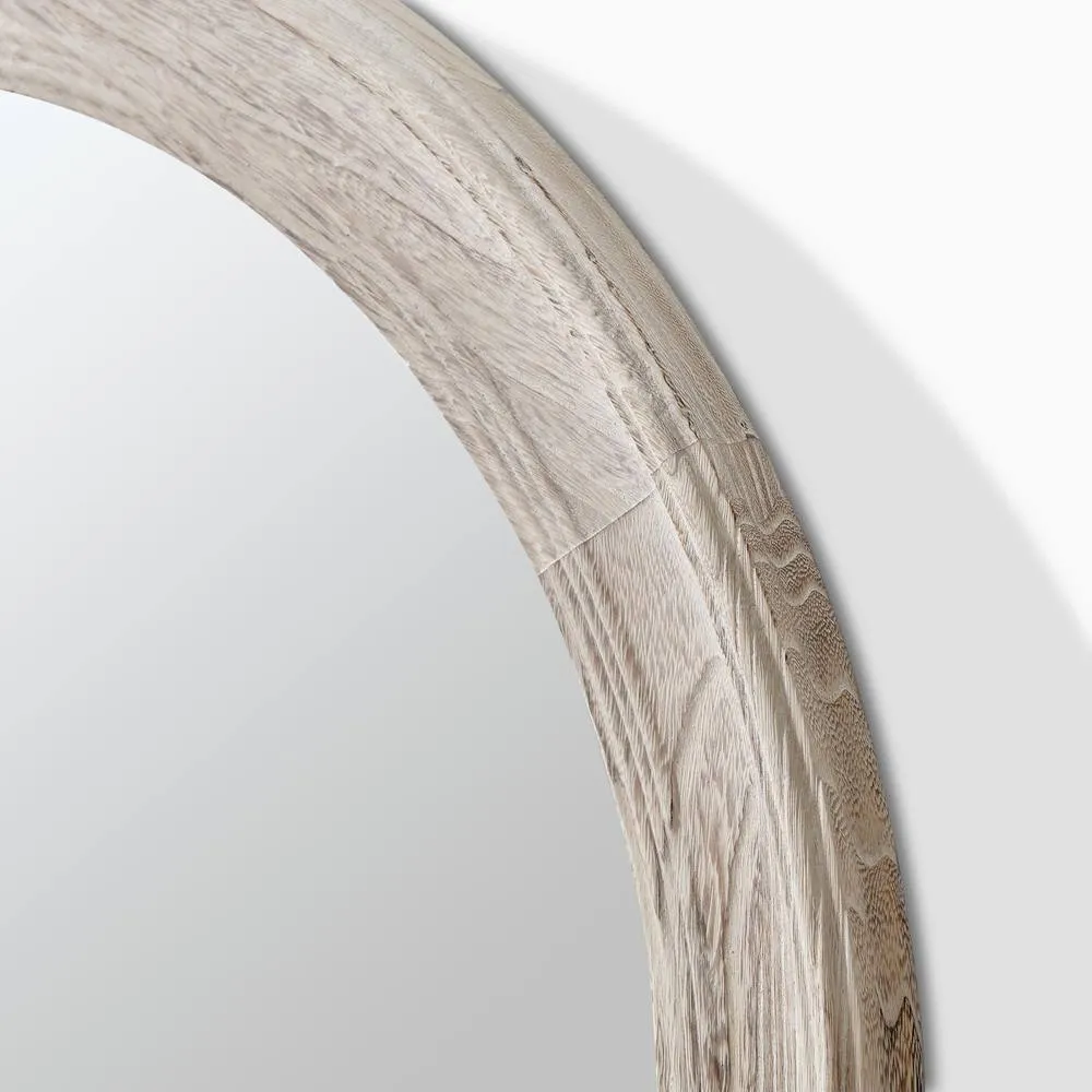 FurnitureboxUK Rebecca Oak Wood Medium 80x80cm Round Wall Mirror in White 6