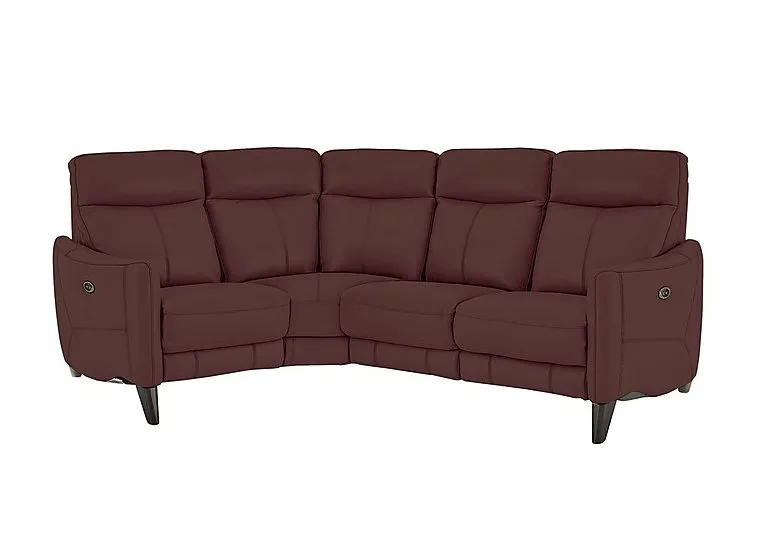 Compact Collection Petit Leather Left Hand Facing Corner Sofa - BV Deep Red