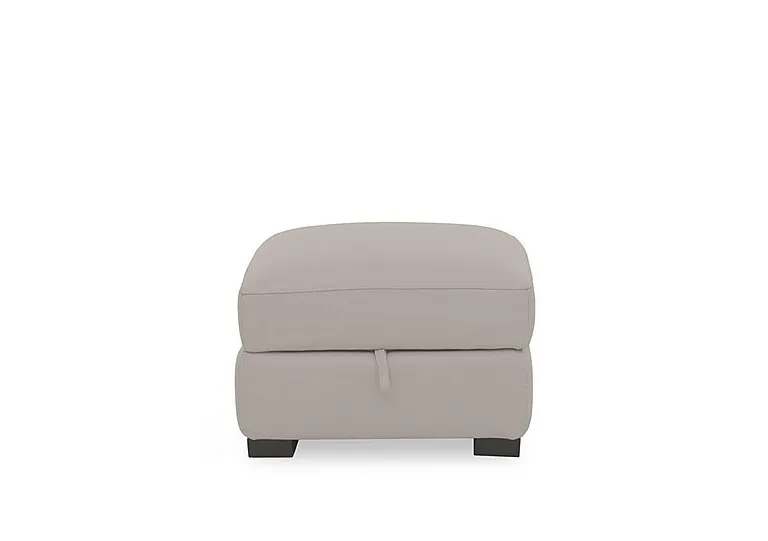 Nova Leather Storage Footstool - Silver Grey
