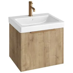 Concept Halifax Oak Ribbed S3 Vanity Unit & Basin - 550mm