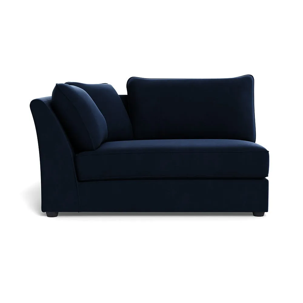 Heal's Tailor Large Curved Left Hand Facing Corner Unit Smart Velvet Dusk Black Feet