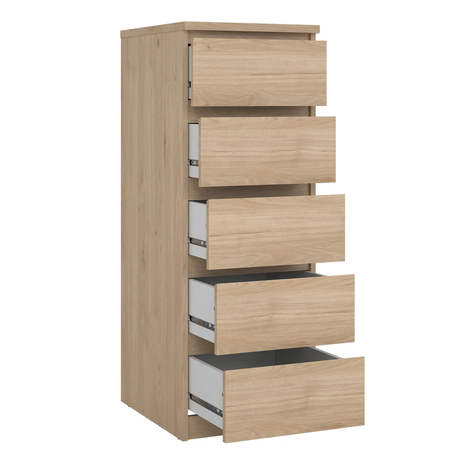 Furniture To Go Naia Narrow Chest of 5 Drawers in Light Oak 4