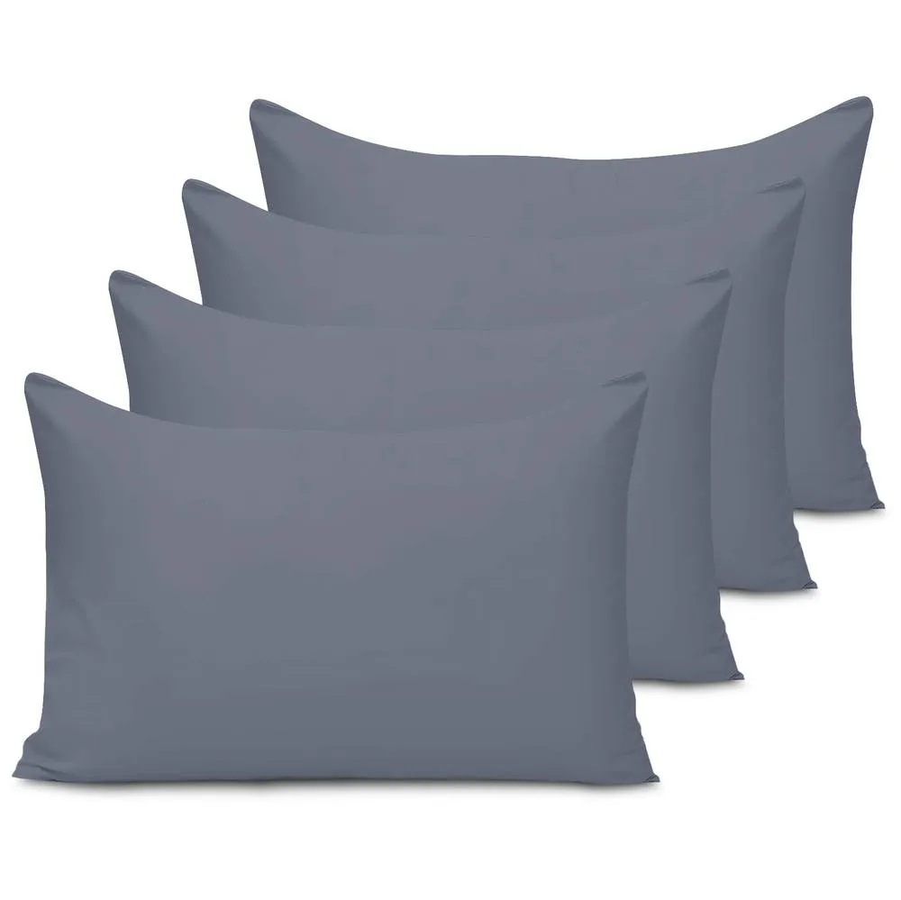 Grace Microfiber Pillow Cases Pack of 4 with Envelope Closure in Grey