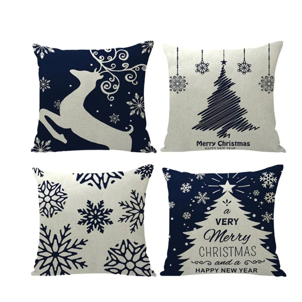 Lovii Navy Christmas Cushion Covers Set