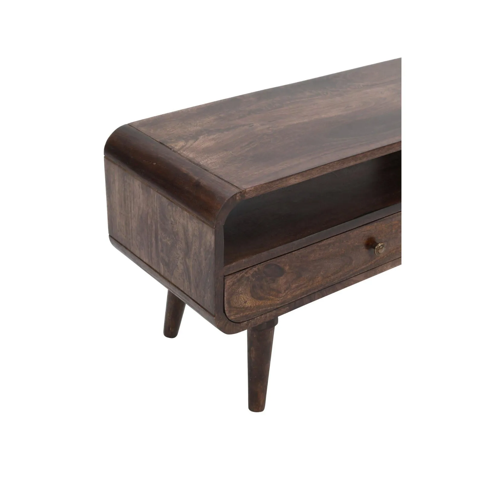 IH Design Malena Dark Mango Wood Large TV Stand with 2 Drawers in Dark Brown 5