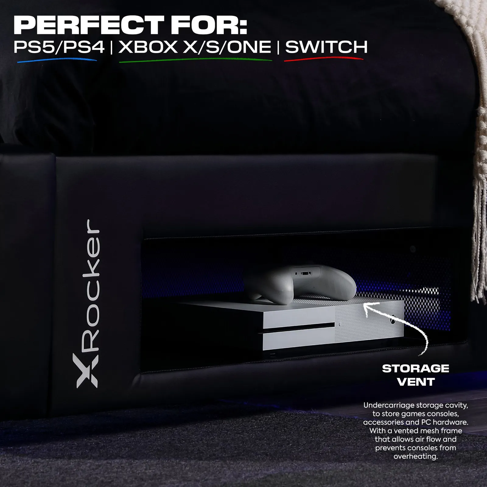 X Rocker Cerberus Twist TV Bed with Underbed Storage, Upholstered, up to 40" TV in Dark Red 3