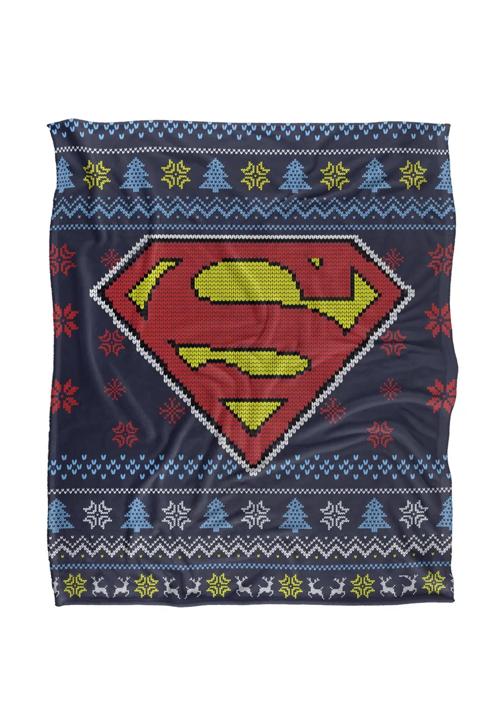Superman Blanket, 152x127 cm Ugly Christmas Sweater Logo Silky Touch Super Soft Throw Blanket in White
