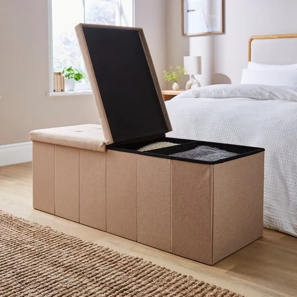 Faux Linen Bed Ottoman 2