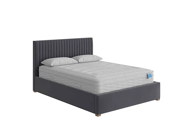 Hugh Ottoman Bed Frame - Double - Plush Velvet Steel