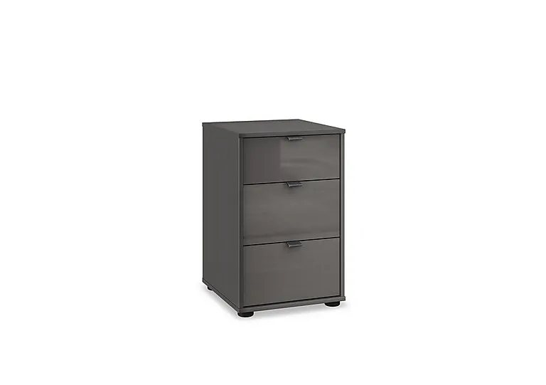 Amara 3 Drawer Glass Bedside Cabinet - Lava