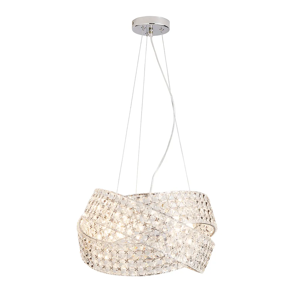 Cypress Crystal Rings Ceiling Pendant Light, Chrome