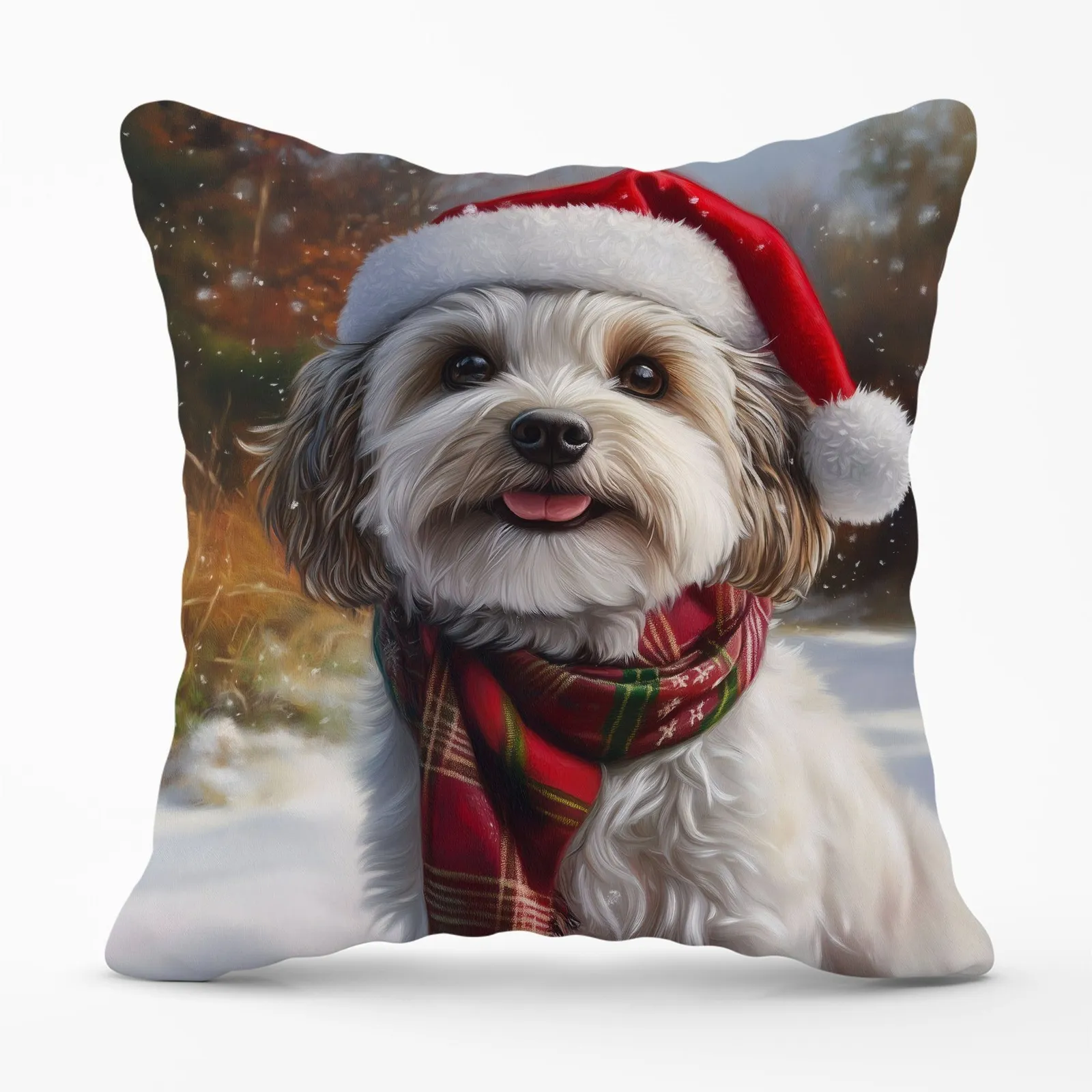Warren Reed - Designer Christmas Havanese Cushion in Grey