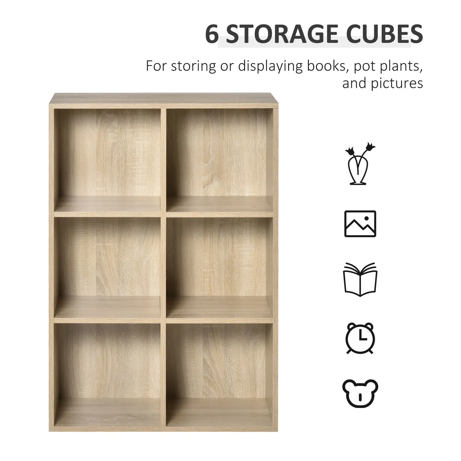HOMCOM Cubic Cabinet Bookcase Storage Shelves for Home Office in Light Oak 6