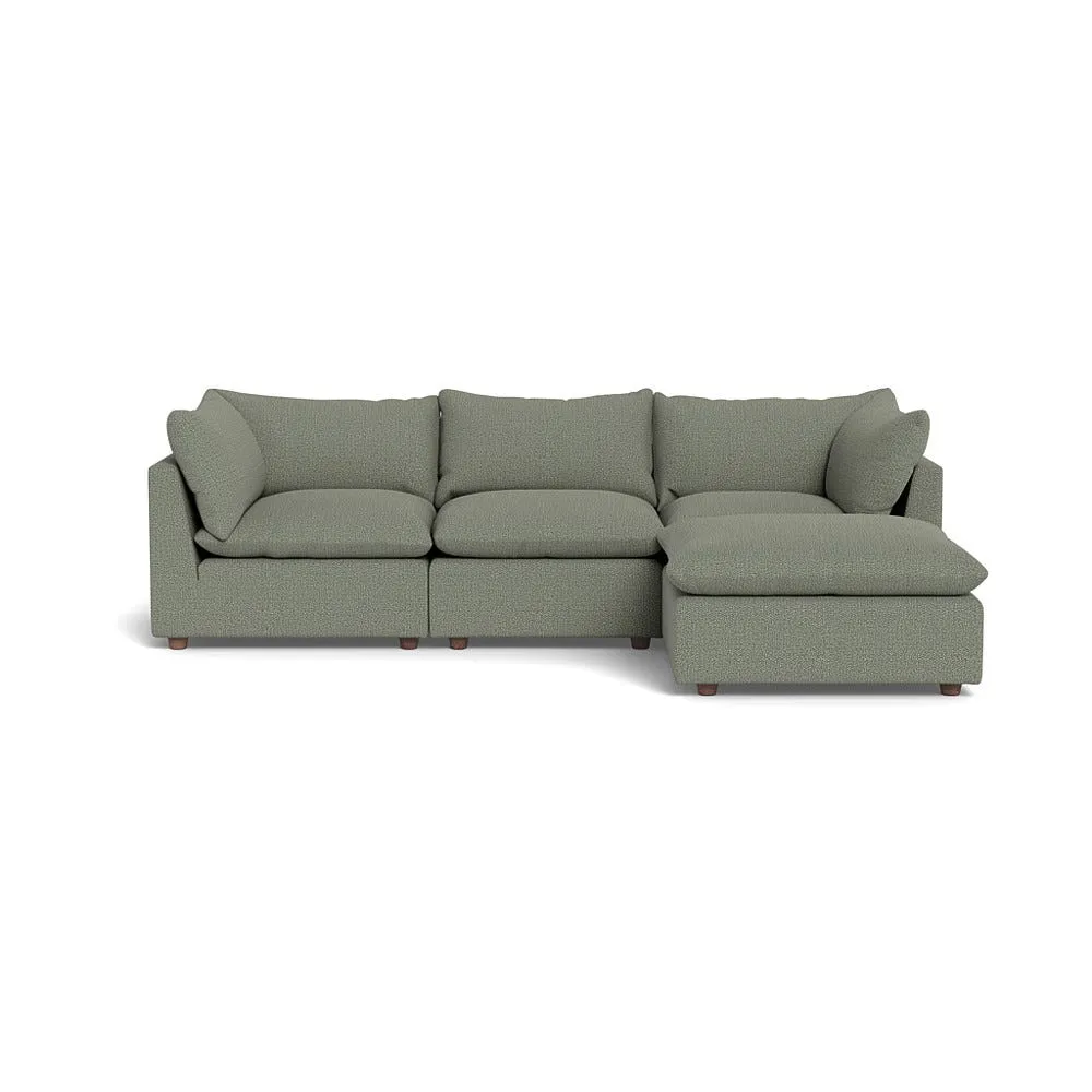 Heal's Astrid Right Hand Facing Corner Sofa Boucle Tweed Lapis Walnut Stained Beech Feet 1