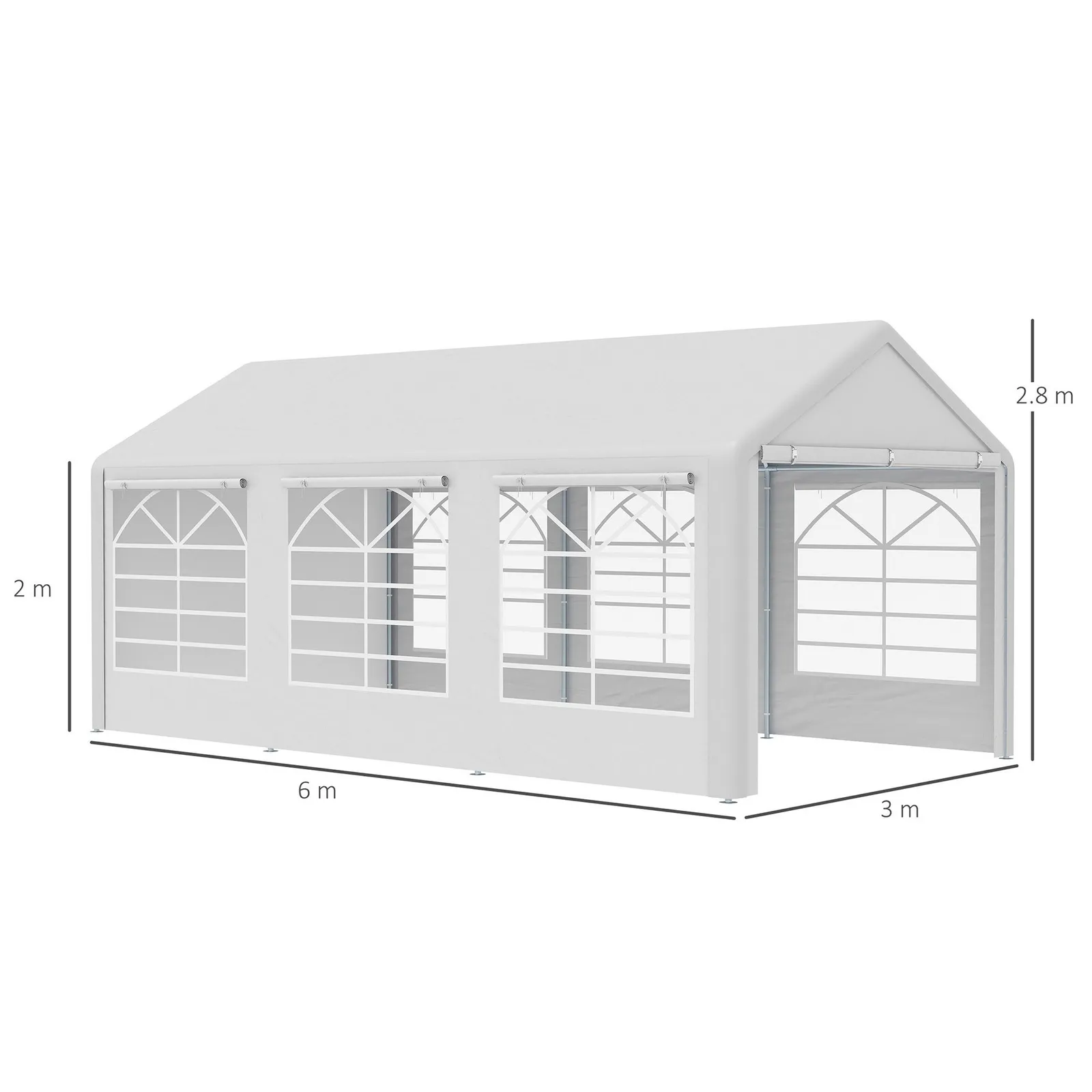 OUTSUNNY 6m x 3m Heavy Duty Carport Outdoor Car Canopy Shelter Party Tent in White 3